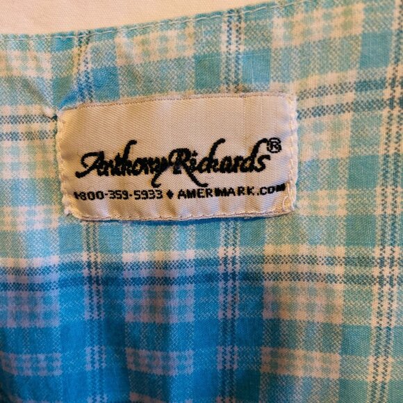 #4476 Vintage Anthony Richards Blue checkerd housecoat size XL - Picture 4 of 7